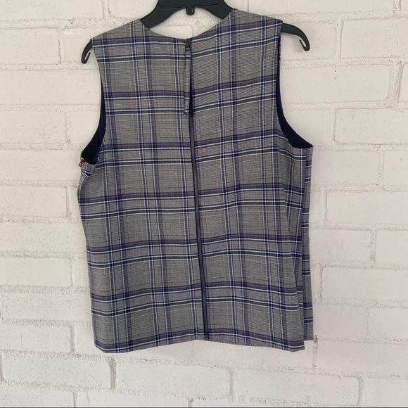 $199 Sleeveless Plaid Shell Purple Large PA97 - Picture 4 of 5